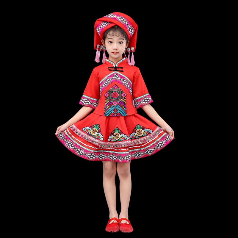 新品56个名族女童男童少数民族珞巴族服饰儿童舞蹈演出服旅拍摄影