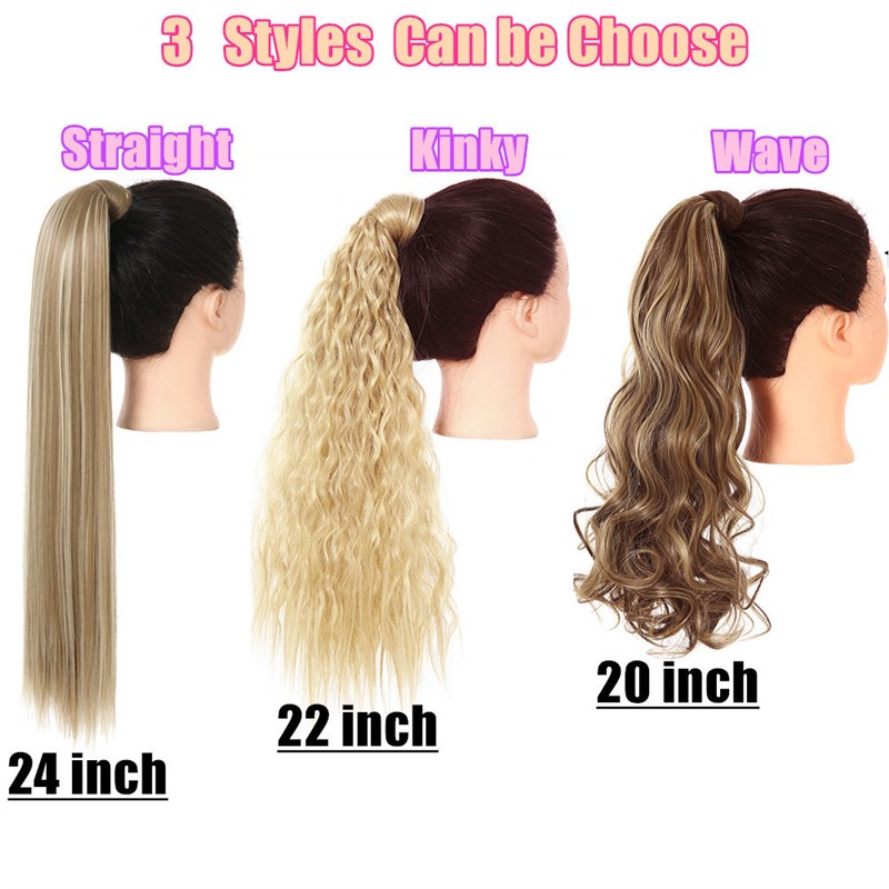 Synthetic Clip in tail Hair Extension Wig Straight Kinky Cur