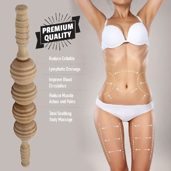 Tcare Wooden Gear Massage Stick Massager Back Abdomen Wooden