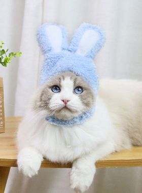 Funny Cat Headgear Cute Rabbit Ears Cap For Cats Warm Plu