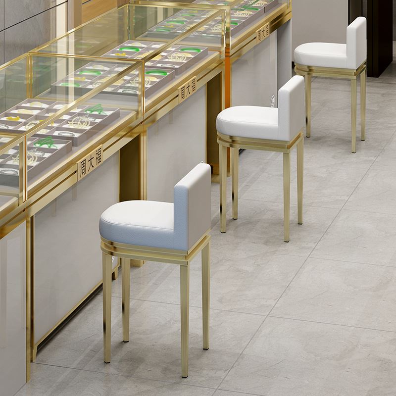 不锈钢吧台椅靠背家用眼镜珠宝店凳子前台收银柜台柜台现代高脚椅