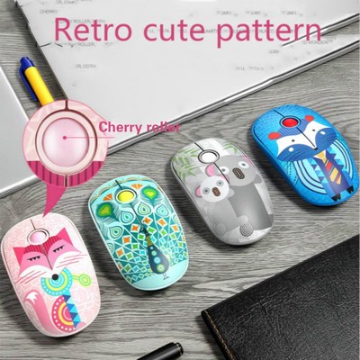 Retro Fox Pattern Wireless USB Mouse 1600DPI  Optical Comput