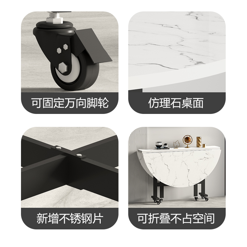 折叠桌可移动简易圆形桌子创意餐桌饭桌家用小户型农村酒店大圆桌