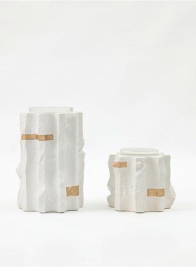 爱陶轻奢陶瓷花瓶侘寂风摆件家装干花花器客厅日式软装烛台饰品