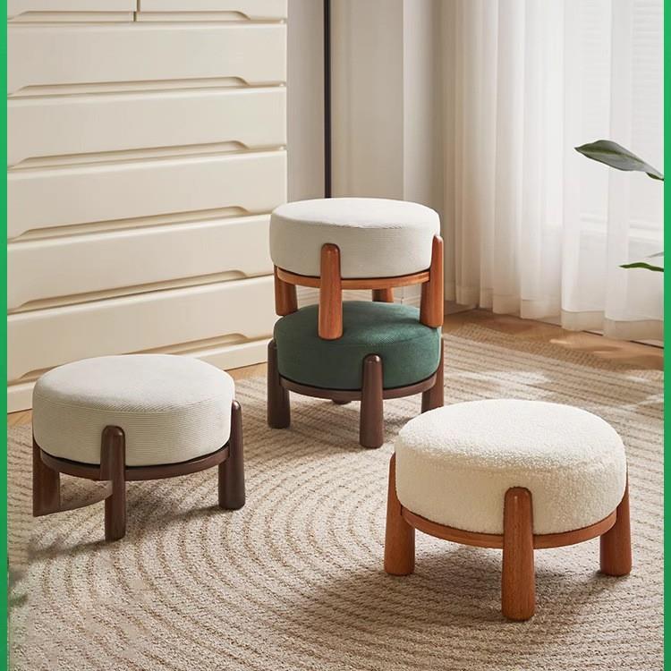 实木小凳子家用矮凳简约垫脚凳客厅坐墩软包小板凳沙发脚踩凳