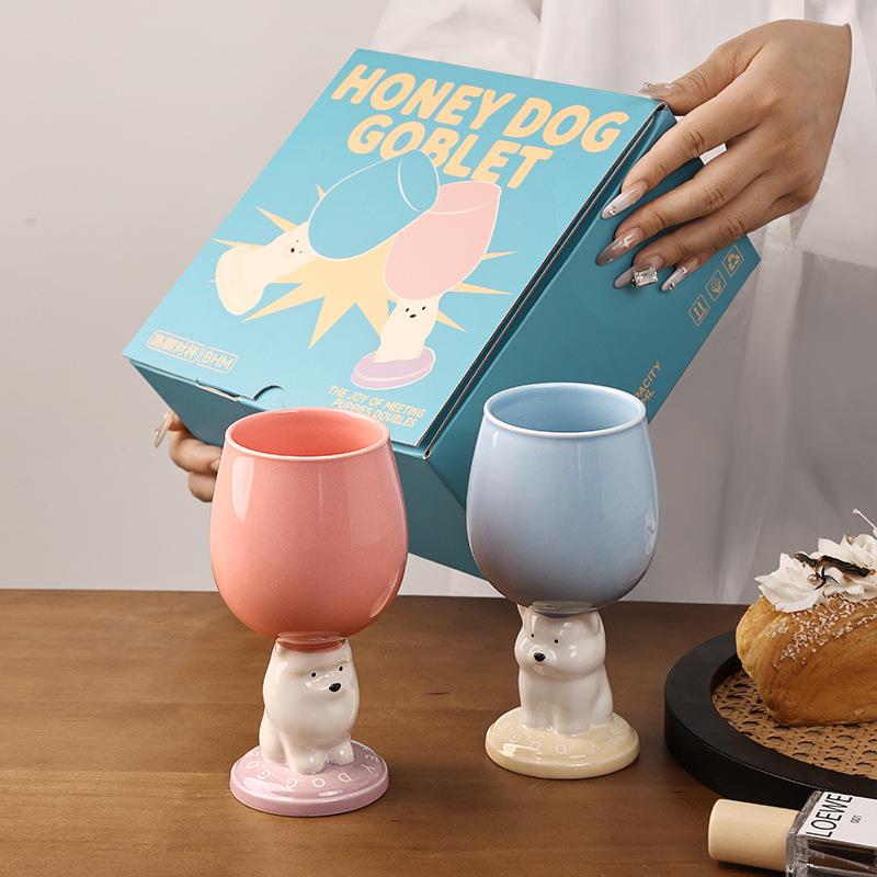 景德镇陶瓷情侣水杯高脚杯子送女生闺蜜男友新婚结婚订婚生日礼物