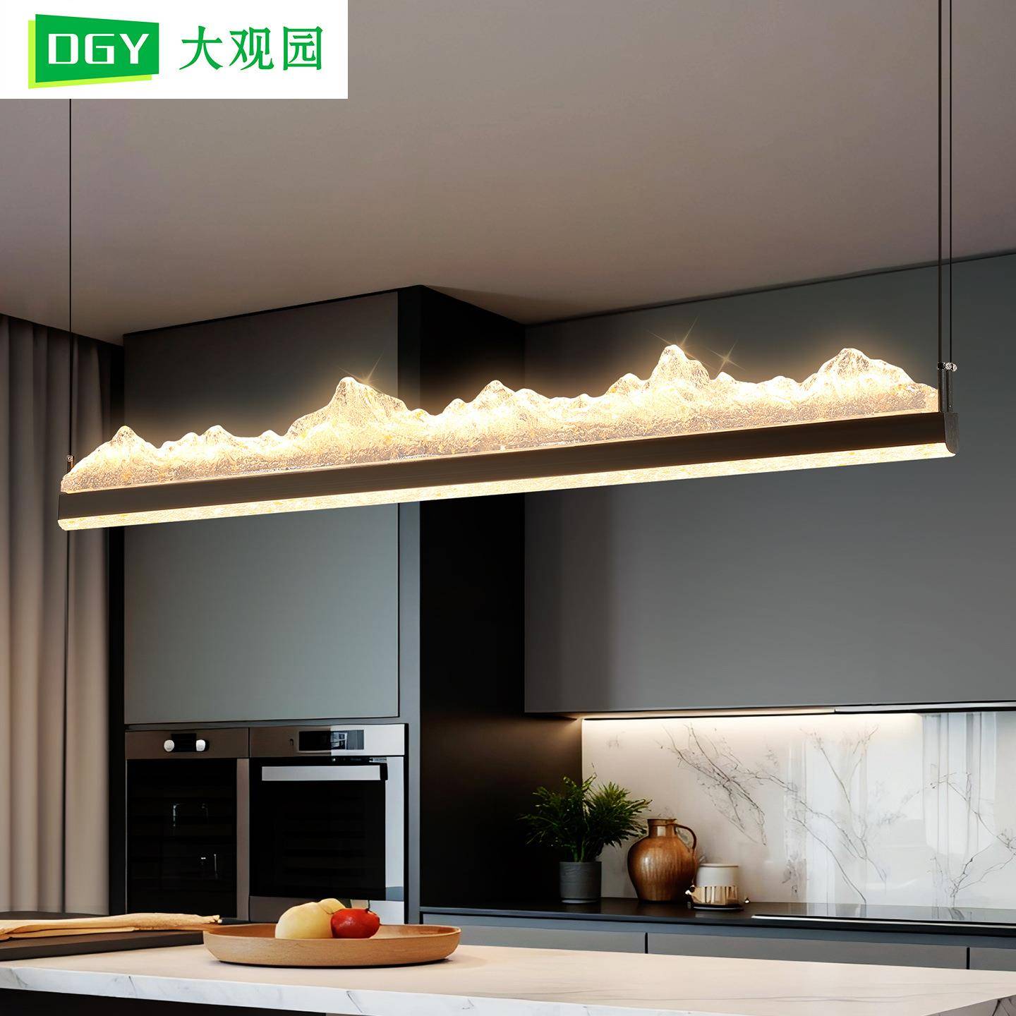 意式极简冰山餐厅灯艺术设计师茶桌饭厅一字长条餐桌吧台吊灯686L