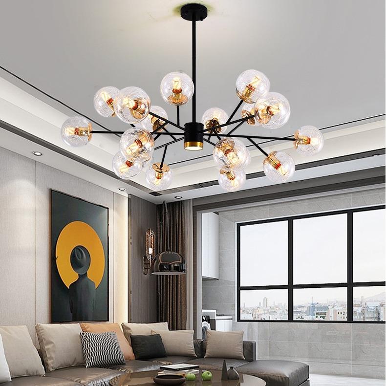 北欧客厅灯大气后现代创意魔豆餐厅铝丝枝形吊灯中山厂家灯具