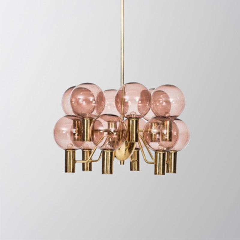 后现代简约创意客厅红色玻璃吊灯北欧餐厅卧室书房艺术样板房吊灯