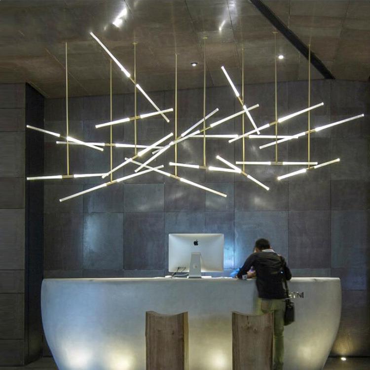 北欧简约后现代铁艺圆管工业风吊灯创意前台办公室吧台树杈吊灯