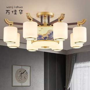 新中式客厅吊灯可换灯泡带风扇餐厅灯2025新款中国风禅意大厅主灯
