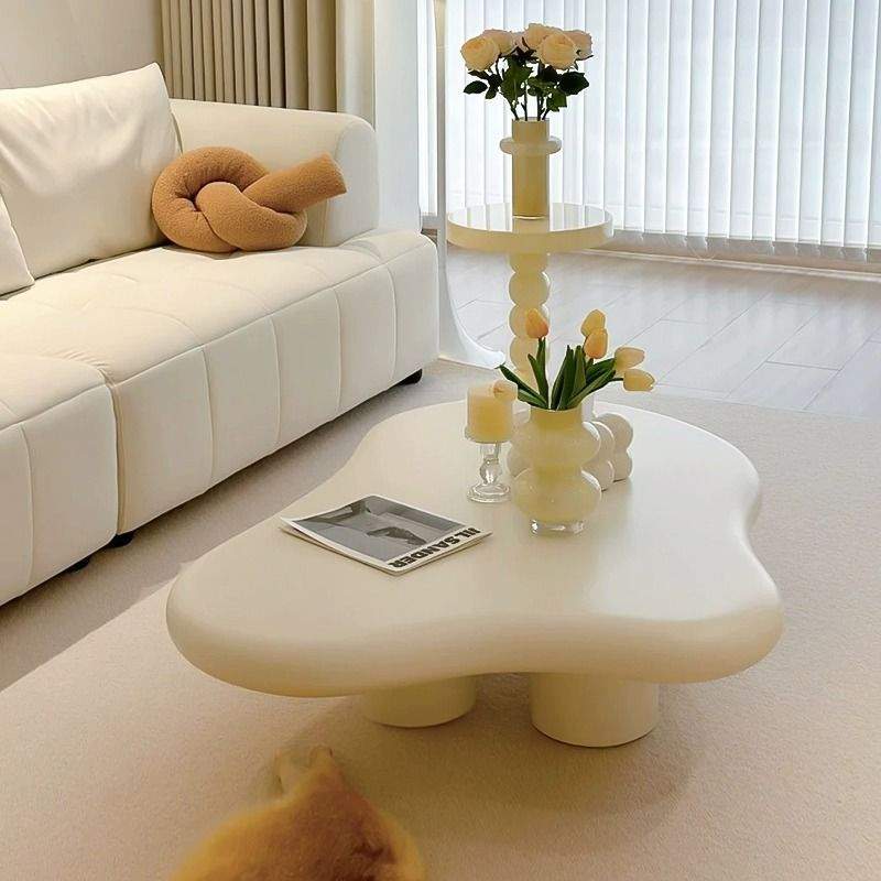 云朵茶几客厅家用小户型奶油风网简约北欧现代桌子带抽屉网红轻奢