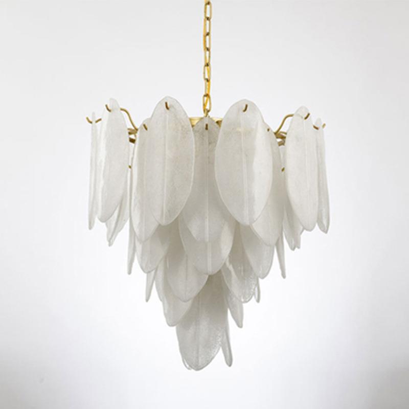 轻奢后现代简约羽毛玻璃片吊灯北欧艺术客厅卧室餐厅样板房吊灯