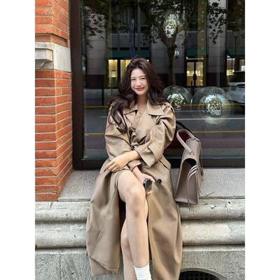 长款高个子卡其色爆款风衣外套女2025春秋新款韩系高级感日系休闲