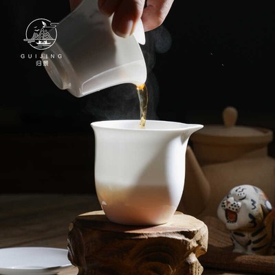 归景丨马蹄丨f骨瓷盖碗薄胎茶碗泡茶碗茶杯套装潮州茶具单个功夫