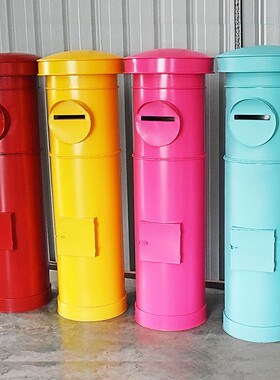 复古英伦风铁艺邮l政筒装饰摆件意见箱模型信箱摄影道具落地收纳