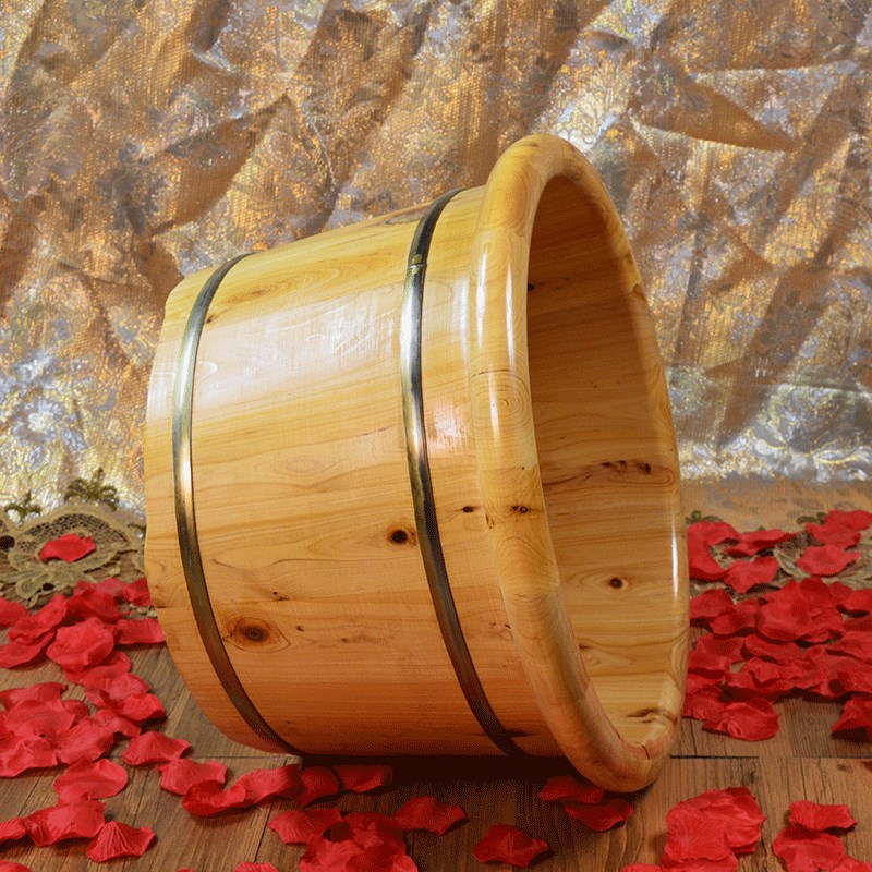 四川香柏木泡脚木桶足浴桶洗脚盆浴E足洗脚桶家用浴足木桶送穴位