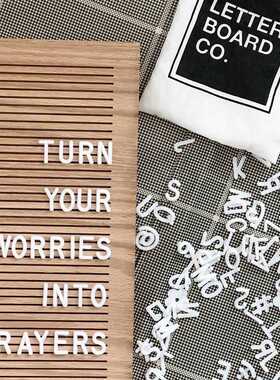 橡木手工毛毡字母留言板 DIY随意拼搭I木制相框摄影道具儿童房装