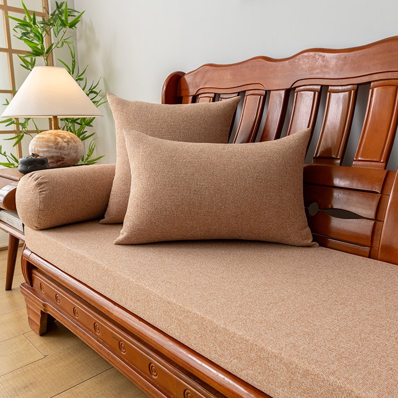 纯色秋冬款加厚i实木沙发垫子坐垫老式红木椅加硬海绵垫防滑沙发