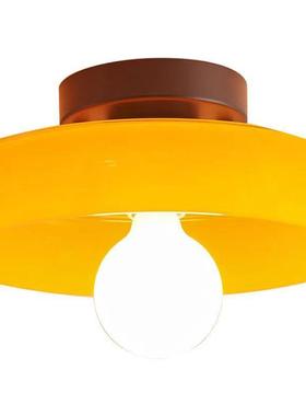 中古极简圆形玻璃吸顶灯日式玄关灯北欧卧室衣帽间走廊阳台过道灯