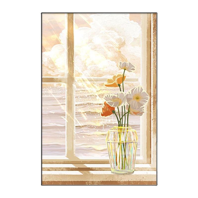 奶油风花卉客厅装饰画大幅风景玄关走廊挂画北欧沙发背景墙壁画