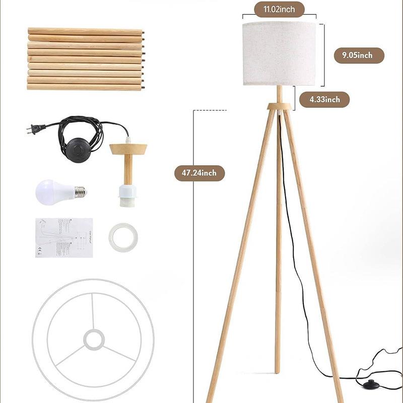 led地灯厅高级感卧室布式罩立台灯木客713制落三脚架落地氛围灯
