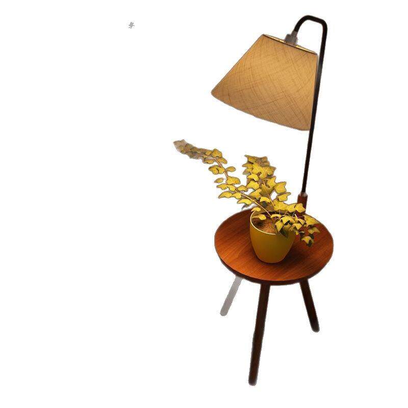 床头柜灯落地灯置物架中古复古卧室护眼灯客厅氛围灯轻奢落地式