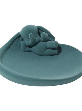 轻奢植绒小飞象钥匙收纳摆件客厅桌面首饰盘入户玄关家居装饰品