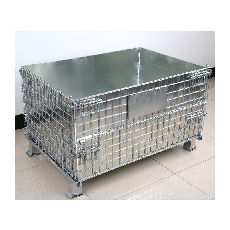 新款折叠式仓储笼可移动加强铁丝金属周转筐钢丝物流仓储笼
