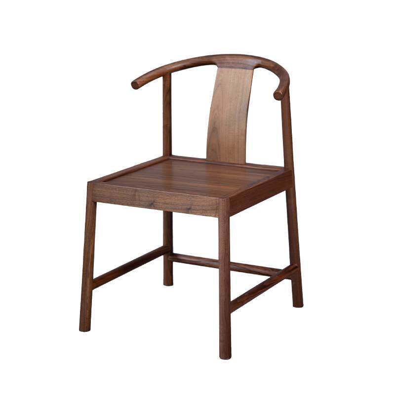 木笙记新中式餐椅设计师款实木椅子中式茶椅家用胡桃木牛角靠背椅