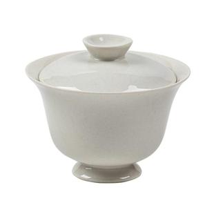 草木灰古泥云舒盖碗功夫茶具仿宋高足手抓泡茶碗文人茶碗家用