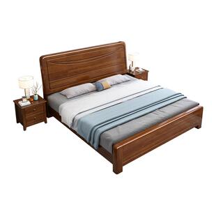现代简约新中式实木床金丝檀实木婚床1.8m1.5双人2米大床南康家具