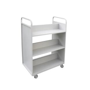 图书馆小型小推车档案室三步书梯二层三层书车V型钢制推车登高梯