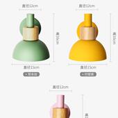 现代简约卧室床头壁灯北欧清新民宿公寓木艺壁灯家用过道彩色壁灯