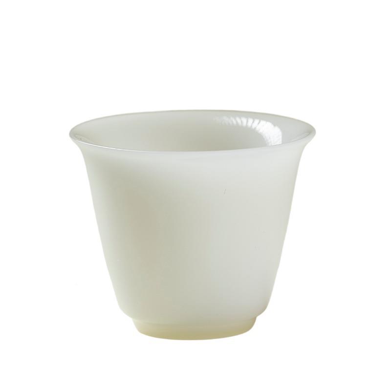 刻冰种璞玉瓷圆口茶杯喝高束档中国单白超冰种璞玉薄胎茶品茗杯闻