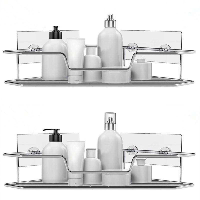 厂家直供免打孔胶贴置物架不锈钢三角架浴室收纳架2只装,收纳整理,书桌收纳置物架,淘宝优惠券,粉丝福利购,淘宝优惠卷