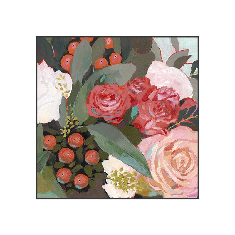现代客厅玄关挂画红色玫瑰花朵沙发背景墙卧室床头装饰画方形壁画