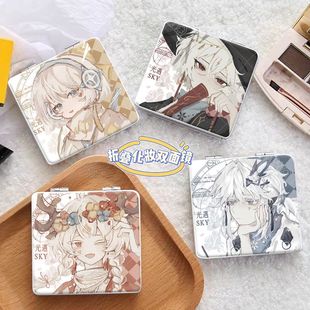 光遇书虫樱花花环巫师白鸟镜子宿舍化妆镜手持镜子双面可折叠定制