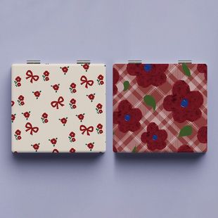 ins小红花化妆镜学生便携折叠镜子随身携带手持双面随身补妆定制