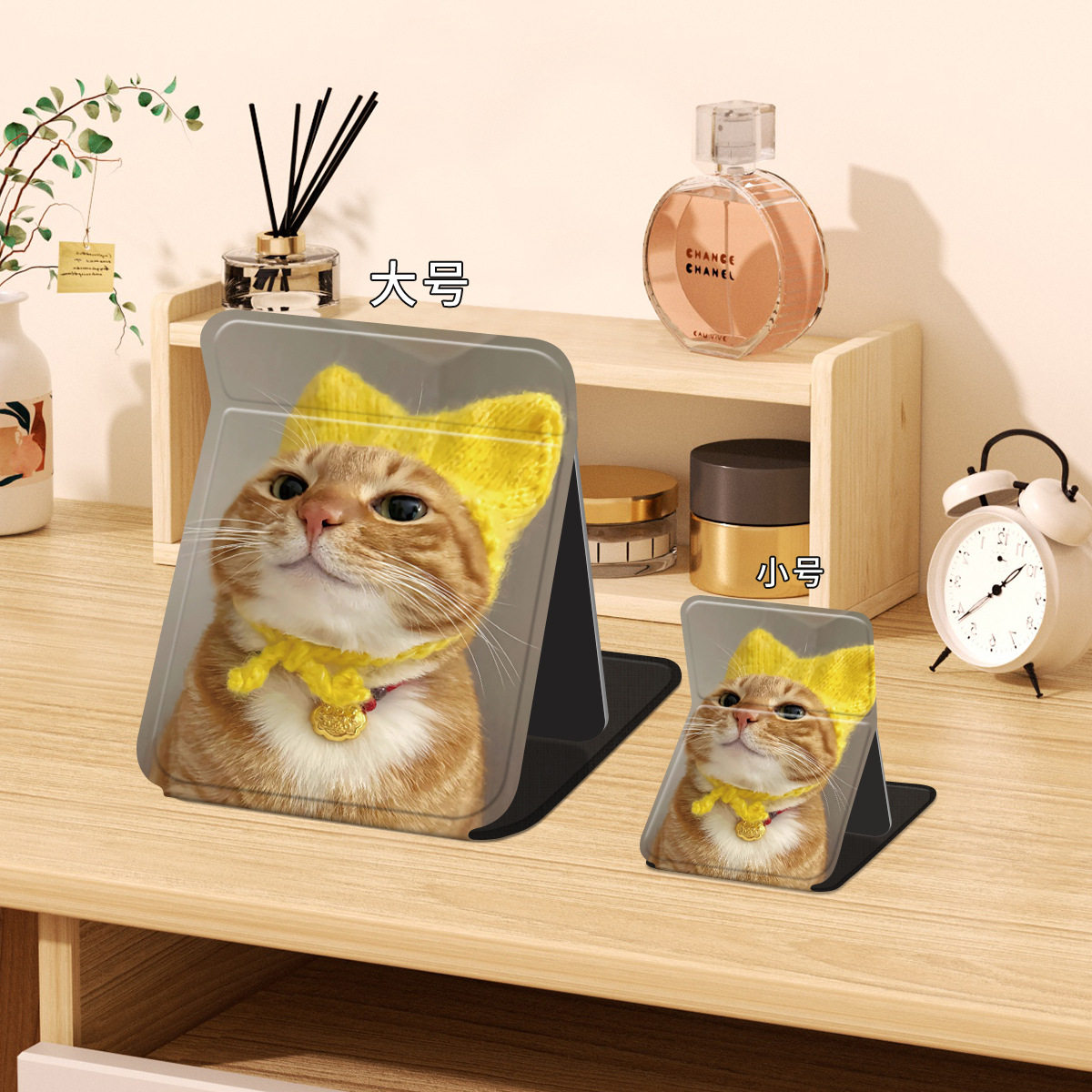可爱小猫镜子学生宿舍桌面化妆镜