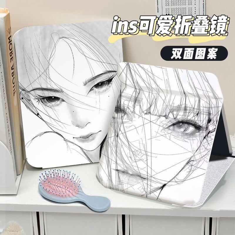 素描风少女肖像梳妆金学