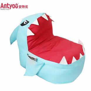 安特优原创鲨鱼款儿童毛绒玩具收纳袋豆包懒人沙发宝宝椅
