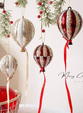 圣诞节装饰15cm香槟色红色圣诞球圣诞树装饰挂件创意彩绘气球挂件