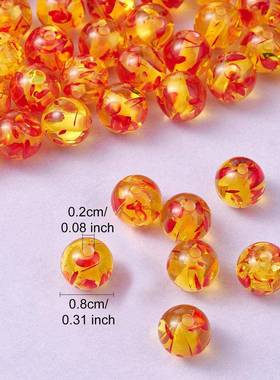 跨境新品8mm树脂仿琥珀圆珠散珠串珠手链项链配件制作材料