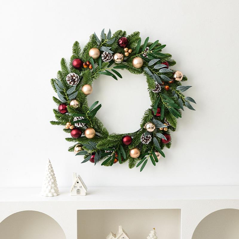 跨境圣诞花环圣诞PE花环圣诞节商场门挂橱窗挂饰装饰品布置