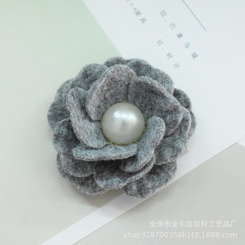 纺布珍珠手工韩版花朵胸花发夹鞋帽定型花配件布艺花朵
