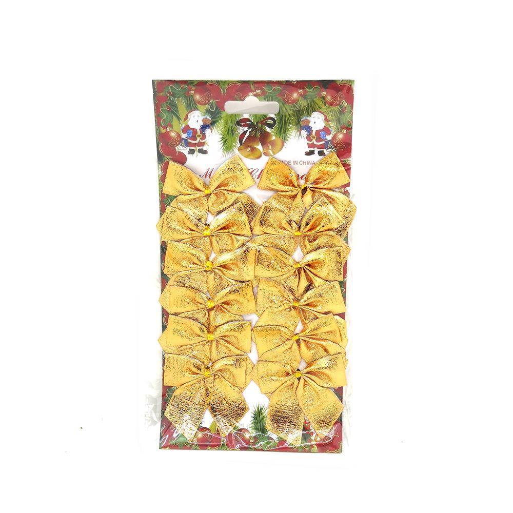 圣诞树装饰品 圣诞装饰蝴蝶结 圣诞蝴蝶结 圣诞礼品 12个一卡