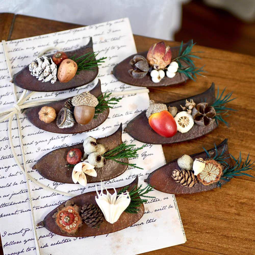 森系肉桂冰箱贴植物标本干花磁力贴圣诞企业团购伴手礼生日礼物