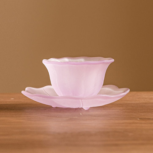厂家彩色琉璃花瓣杯碟套装下午茶茶杯女高颜值茶具主人杯品茗杯子