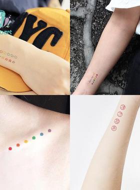 跨境小清新网红泫雅ins风纹身贴纸 可爱笑脸彩虹线条防水纹身贴